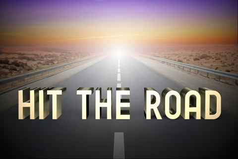 Hit the road concept, road - 3D rendering