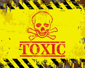 Skull and crossbones with the word, "Toxic" underneath